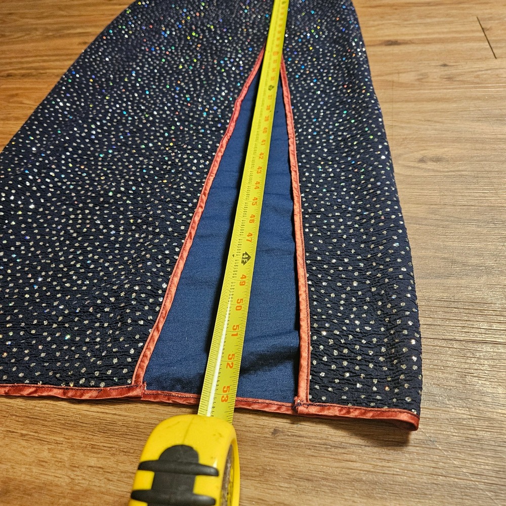VTG LA Glo Rhinestones Embellished Glitter Maxi Dress Contrast Trim High Slit 30 - Picture 8 of 10